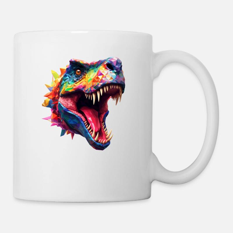 Polygon T-Rex Dinosaur - Mug - white