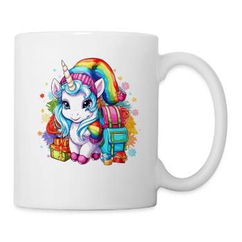Niedliches Einhorn-Weihnachtsdesign - Kinder Einhorn Chris - Tasse - Weiß - Rechts