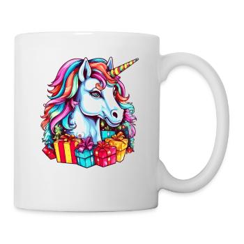 Einhorn Motto Weihnachtsfeier - Niedliches Einhorn - Tasse - Weiß - Rechts