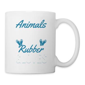 Animals, Scrubs And Rubber Gloves Vet Pets Veterin - Tasse - Weiß - Rechts