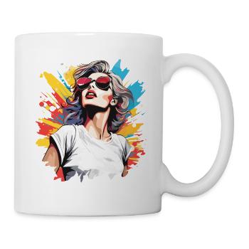 Femme heureuse dans un style rétro vintage coloré - Mug blanc - blanc - Droite