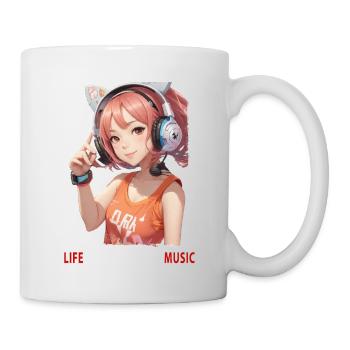 Das Leben ist besser mit MUSIK - Manga Girl - Tasse - Weiß - Rechts