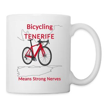 Road Cycling, Cycling Tenerife, Strong Nerves - Mug - white - Right