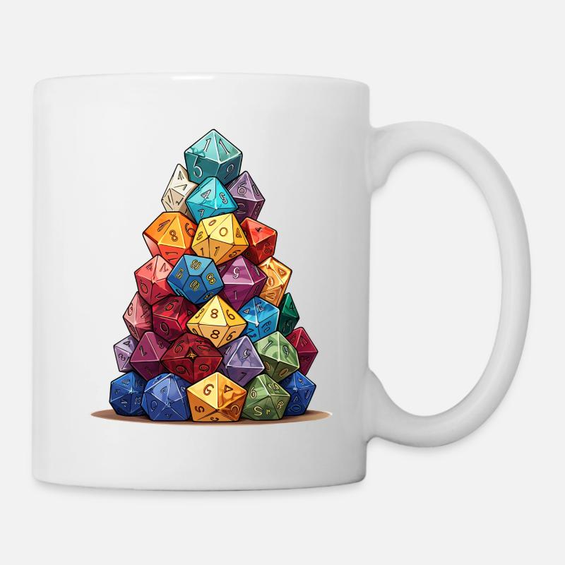 Gros tas de jeux de rôle de dés W20 - Mug blanc - blanc