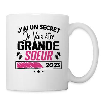 Je Vais être Grande Soeur 2023 Cadeau Grande Soeur - Mug blanc - blanc - Droite
