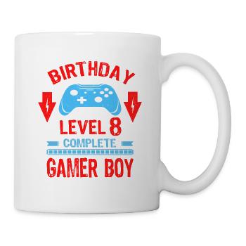 Eight 8yr BDay Son Boy Funny Gamer 8th 8 Year Old - Tasse - Weiß - Rechts