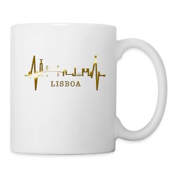 Lissabon Skyline Herzschlag Portugal I Love Lisboa - Tasse - Weiß - Rechts