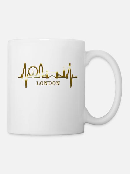 Londres Heartbeat Skyline Angleterre Fan UK Heart Love - Mug blanc - blanc