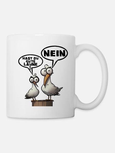 Morgenmuffel Möwe Lachen Fröhlich - Tasse - Weiß