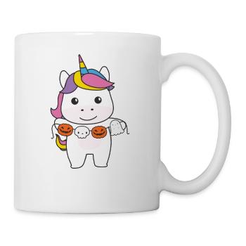 Einhorn Happy Halloween Kürbis Geist Kostüm - Tasse - Weiß - Rechts