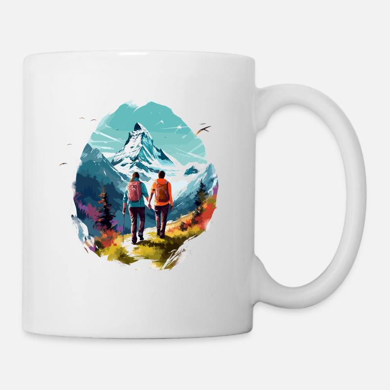 Zermatt, Matterhorn, Matterhorn, Wanderer - Tasse - Weiß