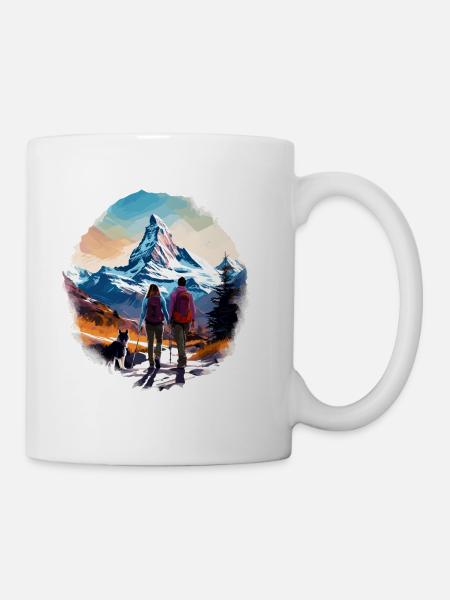 Zermatt, Matterhorn, Matterhorn, Wanderer - Tasse - Weiß