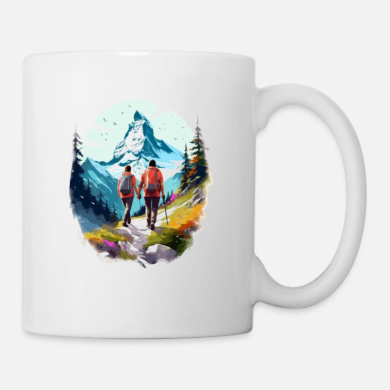 Zermatt, Matterhorn, Matterhorn, Wanderer - Tasse - Weiß