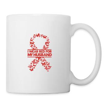 Je porte du rouge pour mon mari pour tout le monde - Mug blanc - blanc - Droite