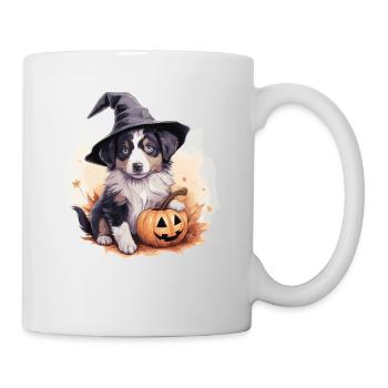 Halloween Chapeau de Sorcière Citrouille Chien Berger Australien - Mug blanc - blanc - Droite
