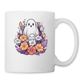 Halloween groovy Mama Geist Hippie Blumen Vintage - Tasse - Weiß - Rechts
