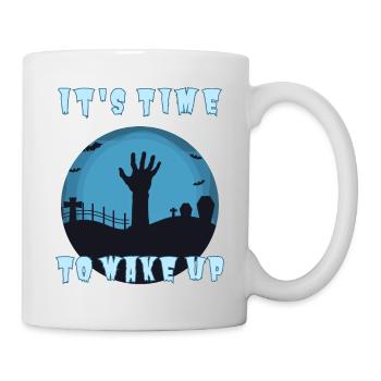 "It's time to wake up", Halloween Zombie Alarm Clock - Mug - white - Right