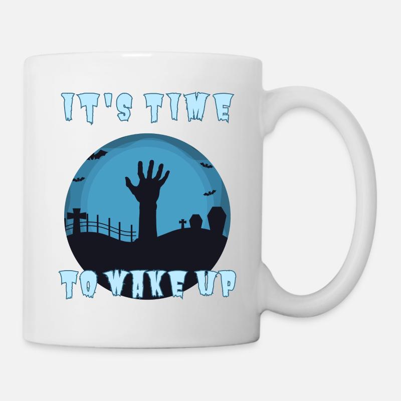 "It's time to wake up", Halloween Zombie Alarm Clock - Mug - white