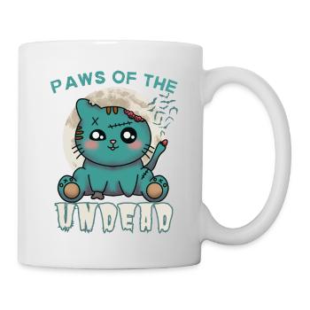 "Pfoten der Untoten", niedliche Zombie-Katze - Tasse - Weiß - Rechts