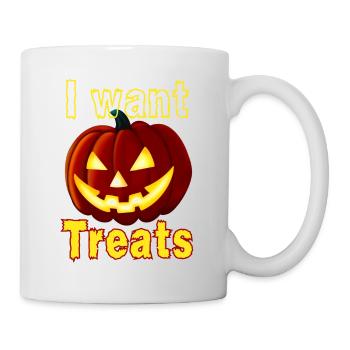 "I Want Treats", candy hunt for Halloween - Mug - white - Right