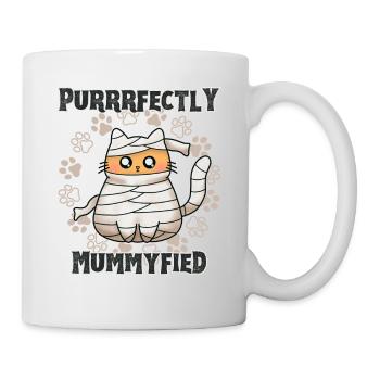 "Purrrfectly Mummyfied", cute mummy cat - Mug - white - Right