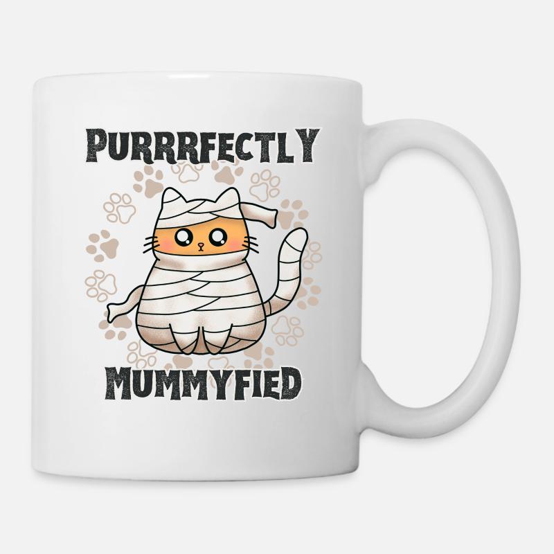 "Purrrfectly Mummyfied", Chat Momie Mignon - Mug blanc - blanc