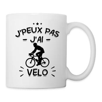 J'Peux Pas ! J'Ai Vélo 🚴‍♂️ - Mug blanc - blanc - Droite