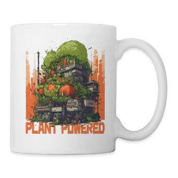 Plant Powered - Manga Style Gemüsekraftwerk, Vegan - Tasse - Weiß - Rechts