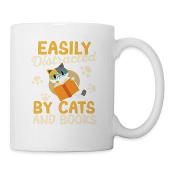 Leicht ablenkbar durch Katzen und Bücher Katze - Tasse - Weiß - Rechts