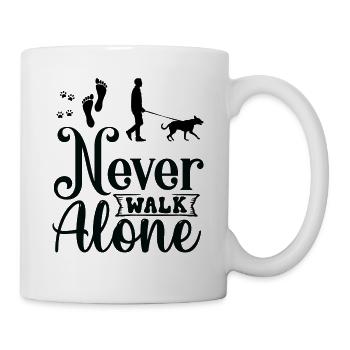 Never walk alone walking with Dog - Mug - white - Right