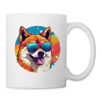 Colorful Akita Wearing Sunglasses Dog Lover - Mug - white - Right