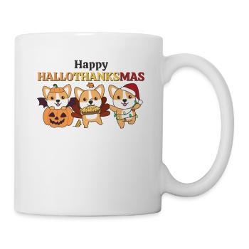 Happy Hallothanksmas Corgi Weihnachts Hunde - Tasse - Weiß - Rechts