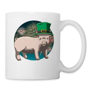 Glücksschwein Silvester Neujahr - Tasse - Weiß - Rechts