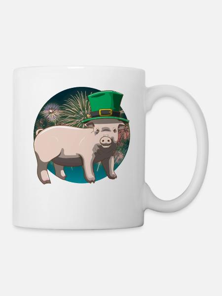 Glücksschwein Silvester Neujahr - Tasse - Weiß