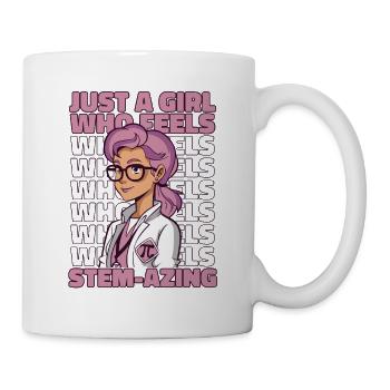 Mädchen, das sich fühlt, um Wissenschaftler zu stemmen MINT-Steminist - Tasse - Weiß - Rechts