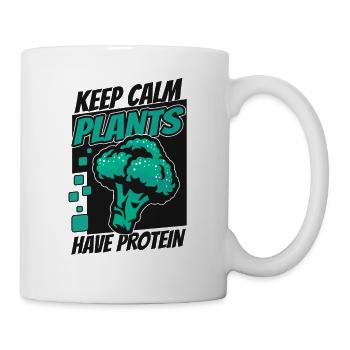 Keep Calm Pflanzen haben Protein-Veganer Veganer - Tasse - Weiß - Rechts
