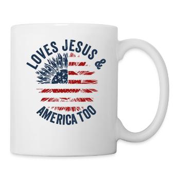Loves Jesus and America Too God Christian - Mug - white - Right