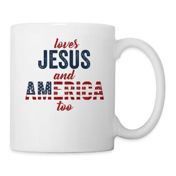 Loves Jesus and America Too God Christian - Mug - white - Right