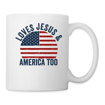 Loves Jesus and America Too God Christian - Mug - white - Right