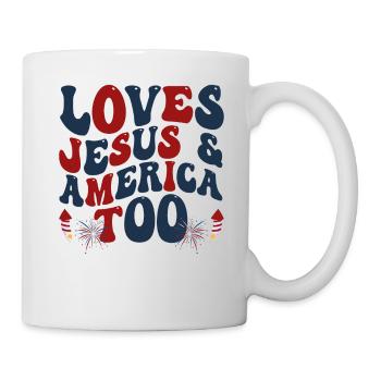 Loves Jesus and America Too God Christian - Mug - white - Right
