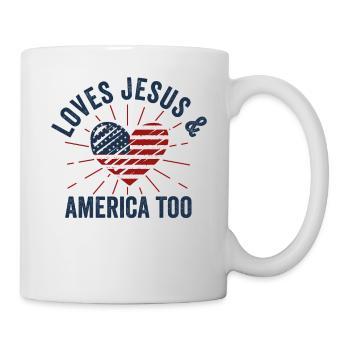 Loves Jesus and America Too God Christian - Mug - white - Right