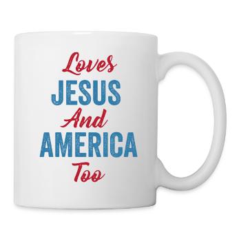 Loves Jesus and America Too God Christian - Mug - white - Right