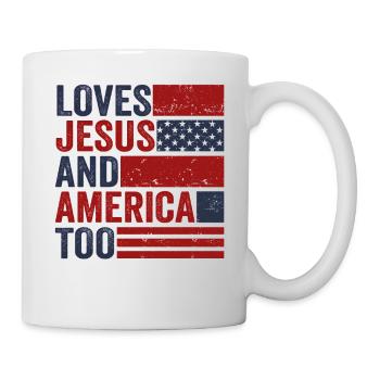 Loves Jesus and America Too God Christian - Mug - white - Right