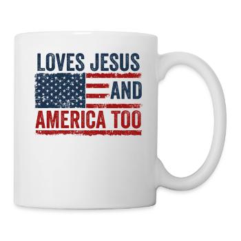 Loves Jesus and America Too God Christian - Mug - white - Right