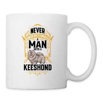 Mann mit Wolfsspitz Deutscher Spitz - Tasse - Weiß - Rechts