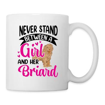 Girl and her Briard Berger de Brie - Mug - white - Right