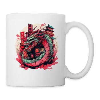 Tokio Asien 80er Japanischer Retro Drache Drachen - Tasse - Weiß - Rechts