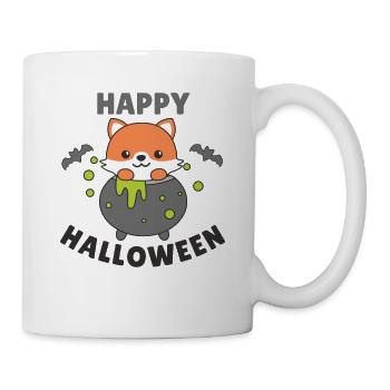 Fuchs Happy Halloween Hexenkessel Fledermaus - Tasse - Weiß - Rechts