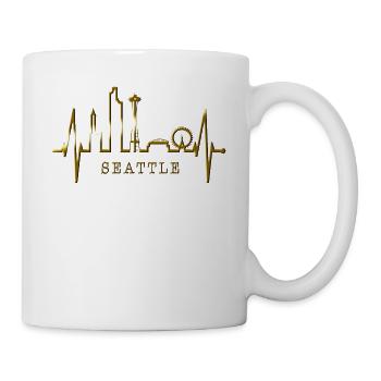 Seattle Skyline Heartbeat USA Fan Heart Pulse Love - Mug - white - Right