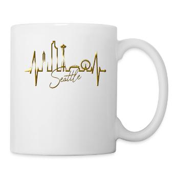 Seattle Skyline Heartbeat USA Fan Heart Pulse Love - Mug - white - Right